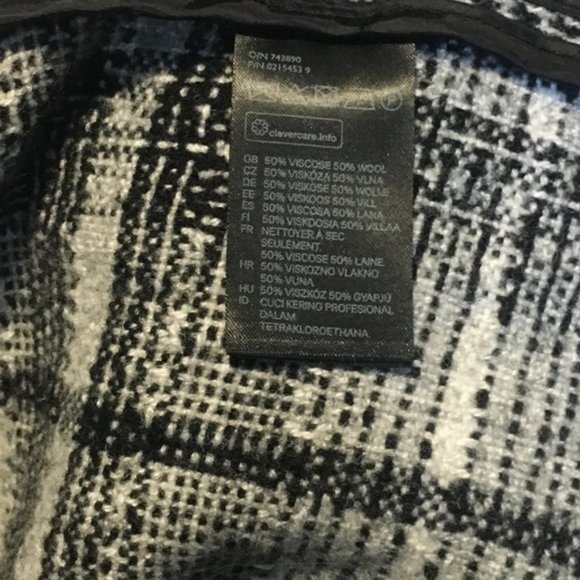 H&M Black/White Plaid Wool Cardigan Jacket - Picture 5 of 5